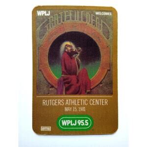 Grateful Dead 1981 Original Radio Station Backstage Pass Skeleton Plays Violin